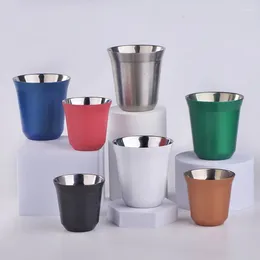 Cafetière 80 ml / 2,7 oz tasse expresso tasse durable 304 en acier inoxydable double mur isolaté démitasse