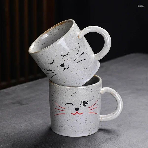 Tasse en céramique de cafés avec design de niche 200 ml latte floral créatif rétro couple
