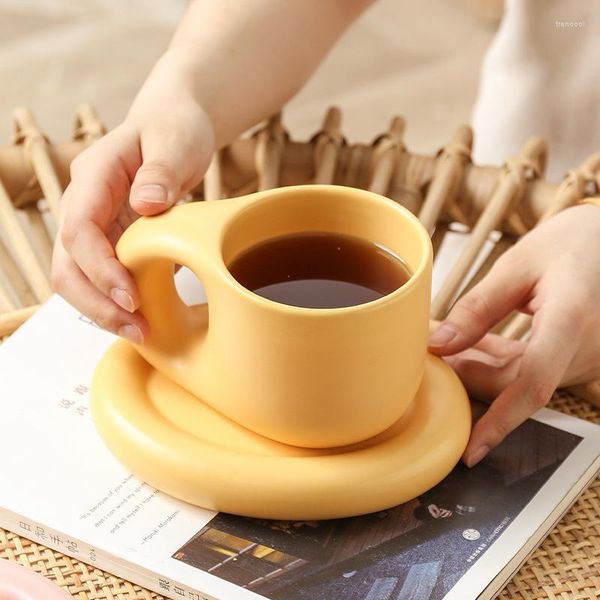 Pots de café tasse en céramique avec soucoupe tasses et soucoupes bureau à domicile tasse à thé assiette coréenne