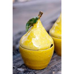 Pots à café Sucrier en céramique Boîte de ventilateur de citron Accessoires de cuisine pour Plantlover Plant Addict et décoration d'agrumes Drop Delivery Home Otfaq
