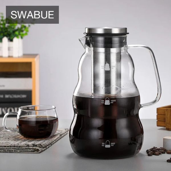 Pottes café Brew Cold Brew Iced Espresso Maker Pot Pot avec échelle Borosilicate High Borosilicate Filtre en acier inoxydable chauffé Kettle Barista Cup 231213