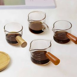 Koffiepotten Koffie mok met houten handgreep Milkkruik Mini -schotel voor het dompelen van espressofress Saus Gereedschap Afgestudeerde extractie Maatsbeker P230508