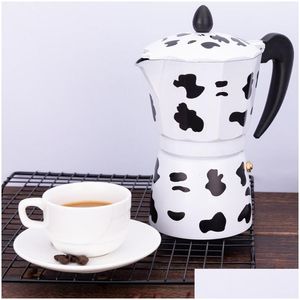 Cafetières Vache Imprimé Maker Alliage D'aluminium Moka Pot Espresso Moka Latte Percolateur R9Jc 210330 Drop Livraison Maison Jardin Cuisine Dh7Dn