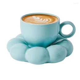 Koffiepotten Leuke keramische beker bloem thee drink mok zonnebloemwater en schotel set voor melkcocktails