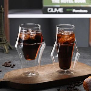 Koffiepotten Dubbele bodem beker Mok voor en thee -tafelleerwerk Mooie kopjes Coffeeware Teaware Cafes Heat Resistant Glass Cafe