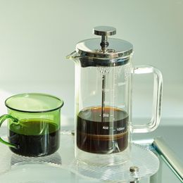 Koffiepotten dubbele laag Franse pers pot hand brouwfilter Hoog borosilicaat Glaswarmte-resistente theemaker