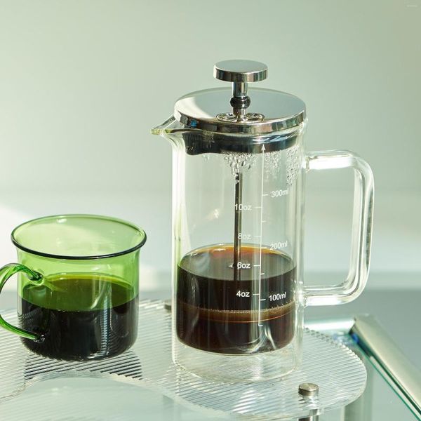 Cafetière à pression française Double couche, filtre de brassage manuel, verre à haute teneur en Borosilicate, théière résistante à la chaleur