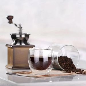 Koffiepotten Dubbele wandglas mokken Set 2,7 oz theekopjes Clear Drinkware voor espresso cappuccino latte dranken