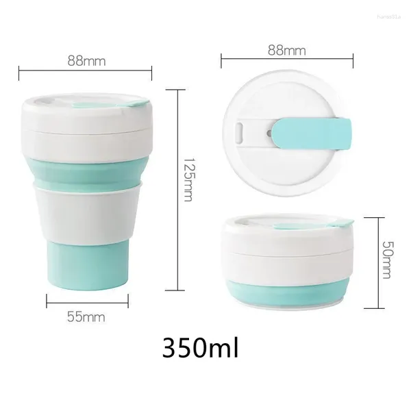 Pots à café Protection de l'environnement Tasse d'eau Carry Health Drinkware Tasses en silicone pliables 350 ml Boutique en plein air en gros J077