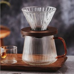 Cafetières Cafetière en verre théière résistante à la chaleur appareil à café pot de partage de café infusé à la main v60 ensemble de tasses filtrantes 231214