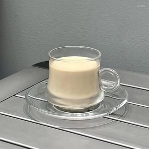 Coffee Pots Glass Cup en Saucer Set Drinkwarebekers voor thee -espresso luxe mok goed thee -tea herbruikbaar koud ijs thermisch