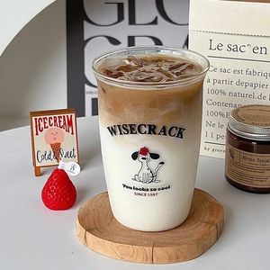 Cafetière de style coréen tasse en verre à froid latte petit déjeuner maison maison résistante à la chaleur four à micro-ondes