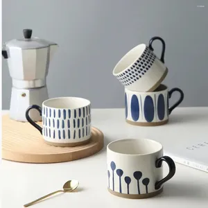 Pots à café tasse en céramique brute de Style japonais, peinte à la main sous glaçure, grande capacité, cadeau d'entreprise pour petit déjeuner