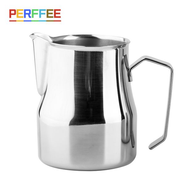 Cafeteras Jarra para espumar leche Jarras para espumar profesionales de acero inoxidable Barista Espresso Taza de vapor Boquilla larga y redondeada 350550750ml 221025