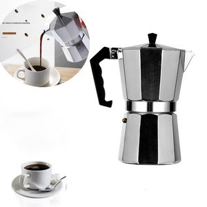 Cafetières Moka Pot Machine à café italienne Espresso Aluminium Geyser Cafetière Bouilloire Latte Poêle Classique Café Barista Accessoires600ml 230324