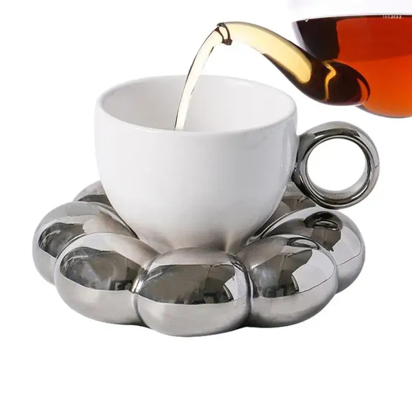 Café de café Portable taza decorativa taza de té de flores y platillo