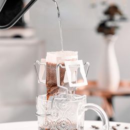 Pots à café porte-filtre Portable en acier inoxydable filtres de tasse réutilisables paniers goutteurs sac en papier étagère café