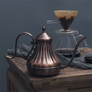 Pots de café Bouilloire à thé rétro en acier inoxydable avec bec fin en col de cygne pour verser sur le fabricant de filtre goutteur V60