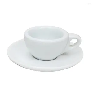 Cafetière épaissie de bouche ronde blanche Espresso Concentré italien Coupe de concentré Soucoupe 50 ml de porcelaine de céramique isolée de 50 ml d'épaisseur
