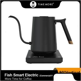 Cafeteras Timemore Store Fish Smart Hervidor eléctrico Cuello de cisne 600 800 ml 220 V Flash Control de temperatura de calor Pot para cocina 230721 Dhpnu