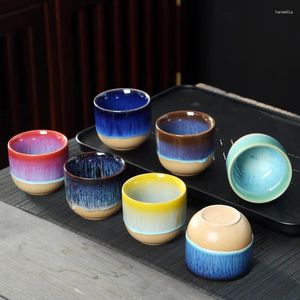 Coffee Pots Vintage Multicolor oven Fambe keramische theekop Japans stijl retro handgemaakte theekop temmoku glazuur teaset Home Bowl Master