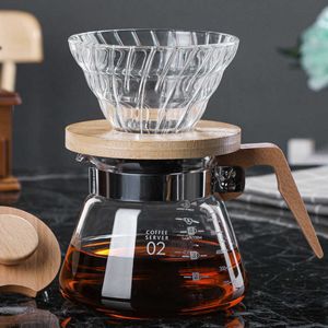 Koffiepotten Groothandel V60 Coffee Set Glazen koffiepot Koffie Filter Cup Koffiefilter Papier Geikte glasfilter Glass Coffee Pot P230508