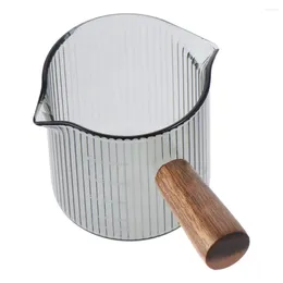 Cafetière à poignée en bois tasse de lait facile à nettoyer en verre à grains à grains expresso de haute qualité mesurer s gris s