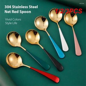 Coffee Scoops 1/2 / 3pcs Thé en acier inoxydable mélange cuillère de forme ronde Dessert Ice Cream Fruit Taspoons Brink Table Varelle