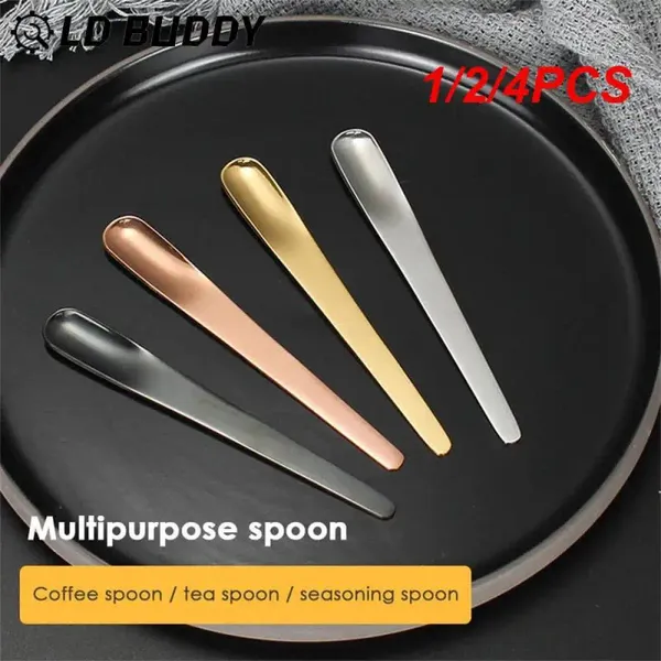 Coffee Scoops 1/2 / 4pcs Demitasse Espresso Spoons en acier inoxydable Plat Apantizer Dessert Spoon Service Scoop Boot pour Kitchen Cafe