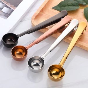 Coffee Scoops 1 PCS Deux-en-un Clip de scellage Clip en acier inoxydable Rose Cafe Decoration Mesurer l'outil de cuisine