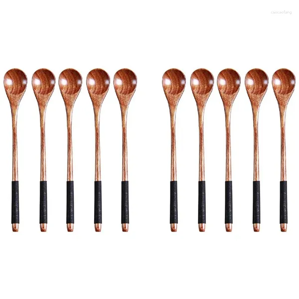 Cucharas de café, 10 Uds., cucharas de madera para cocinar miel, arroz, cuchara mezcladora, cucharadita para té, mermelada, sales de baño