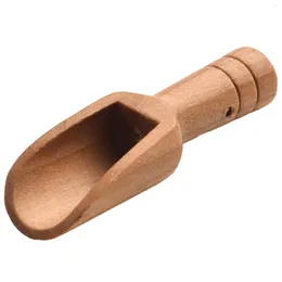 Coffee Scoops 10pcs Mini cuillère en bois lait de lait de thé en poudre Salt Lotus Handle Round Kitchen Cuisine Outil