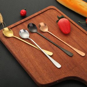 Coffee Scoops 10pcs en acier inoxydable Round Soup Dîner Fork Creative Ice Ice Cream Dessert Long Handle 17cm