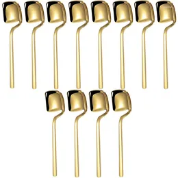 Lot de 12 cuillères à café en acier inoxydable, cuillère à expresso Demitasse, Mini cuillères à café plaquées or, ensemble pour le repos des gâteaux, Etc.