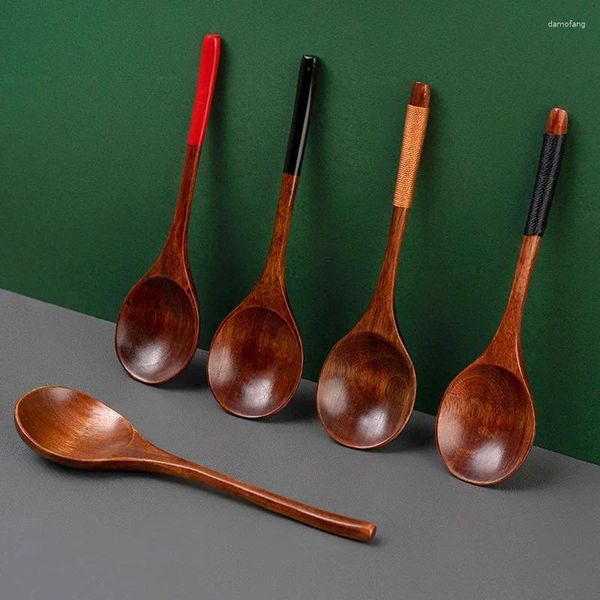 Nanmu – cuillères à café en bois, cuillères ménagères en bois, outils de cuisine, cuillère à Long manche, thé Simple de haute qualité, 1 pièce