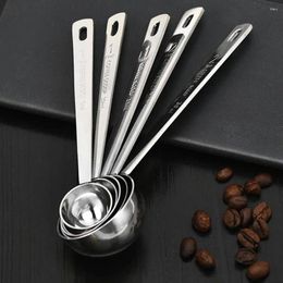 COPAS DE CAFÉ 1 PC SCOOP PODO La cuchara engrosado Mezcla de acero inoxidable La cucharada de acero inoxidable que mide 5/10/15/20/30ml