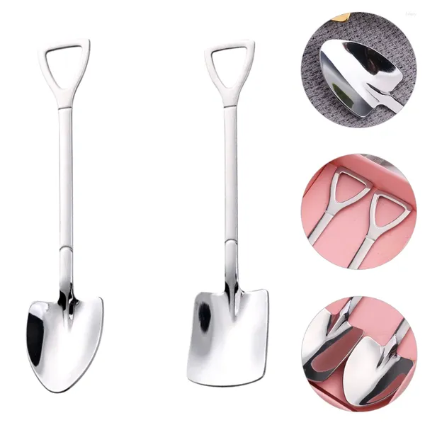 Coffee Scoops 2 PCS / Set Spade Spade Scoop Ice Cream Scoop en acier inoxydable Creative Metal Dîner ALAGINES