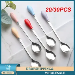 Coffee Scoops 20 / 30pcs Spoon Long Table Voline Minimaliste pour le dessert cadeau Matte Black Ragasie Soupe en gros