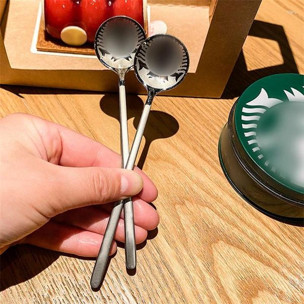 Coffee Stops 304 Spoon Retro Spoon de acero inoxidable Postre revolvente con regalo de logotipo