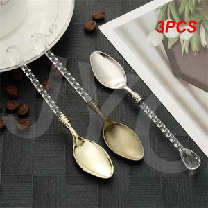 Scoops de café 3pcs mélange la cuillère 1 pièce transparente manche créative de dessert en cristal décoration scoop de crème glacée