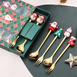 Coffee Scoops 4pcs / Set Christmas Cuffir en acier inoxydable Petite cuillère cuillère à café de dessert