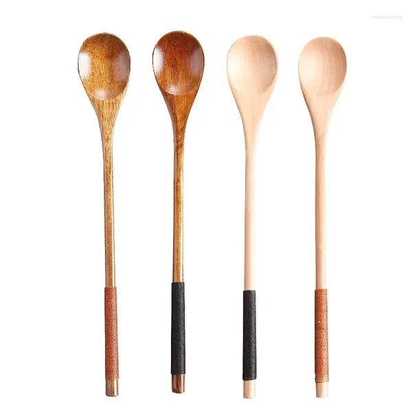 COMBAS DE CAFÉ 4 piezas/set Natural Wooden Scoop mini Long Many Sopa Sopa Spoon Cuchara de cucharadas de cucharaditas de cocina Accesorios de cocina