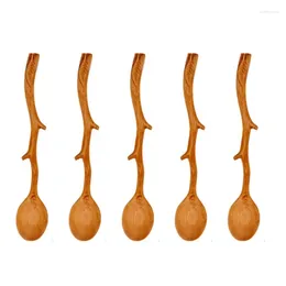 Coffee Scoops 5 PCS Cuchons de concours de style japonais Forme de branche longue handle remuant la vaisselle de la cuillère