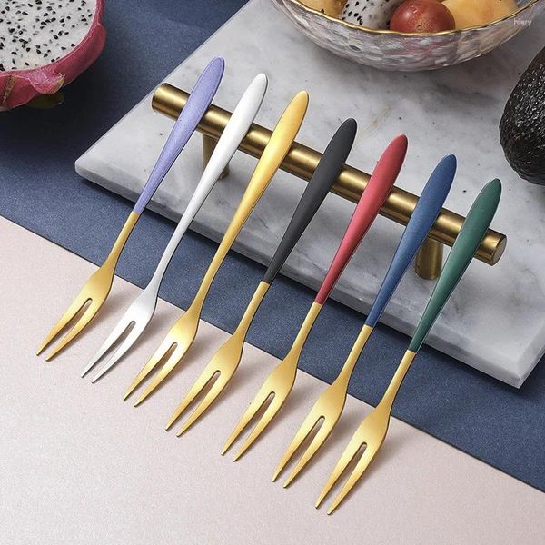 Coffee Scoops 5pcs Fruit Fork Creative Home Kitchen Western Food Food Sign Sign Sign Grosted Texture ACCESSOIRES