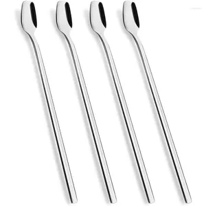 COMBAS DE CAFÉ 5 PPCS Moderno Simple Long Spoon Spoon Spoon Ice Cream Cabeza cuadrada de acero inoxidable Hogar.