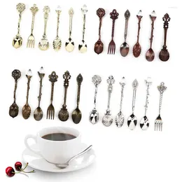 Coffee Scoops 6pcs / Set Vintage Spoons en alliage zinc Sentime de fourchette Couvrot Couvrerie Cadeau de Noël Café de thé Tea Sugar