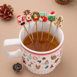 Koffie Scoops 6 Stijl Dessert Lepels Vork Kerst 2024 Jaar Servies Set Kerstcadeaus Fruit Roeren Lepel Keuken Accessoires