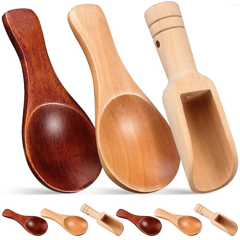 Coffee Scoops 9pcs Small Wooden Scoop Serving Utensils For Bath Salts