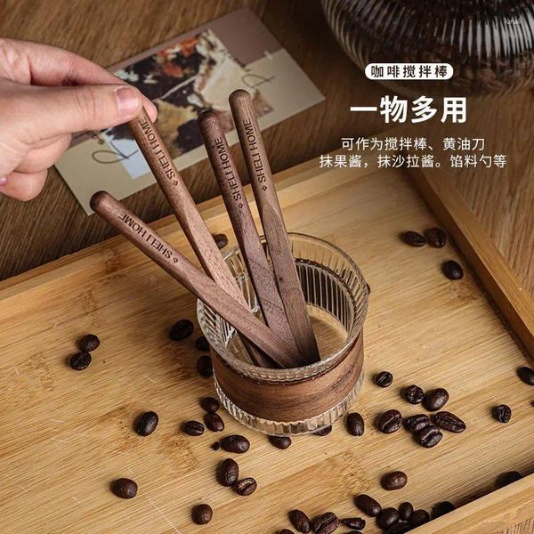 Coffee Scoops Black Nut Sweet Bar Thé lait Tétiné en bois Stimule