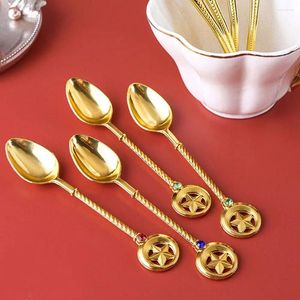 Coffee Scoops Metal Metal Gold Vintage Fruit Table Varelle Snacks Caouttes Coueurs de cuisine Fork Kitchen Tools